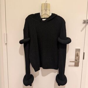 JW ANDERSON Black Knit Sweater with Unique Sleeve Design